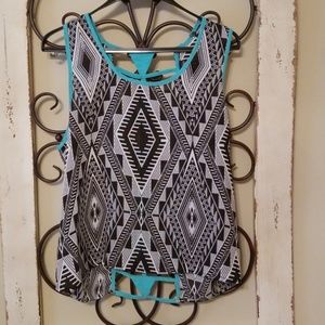 Black and Teal Daytrip Top